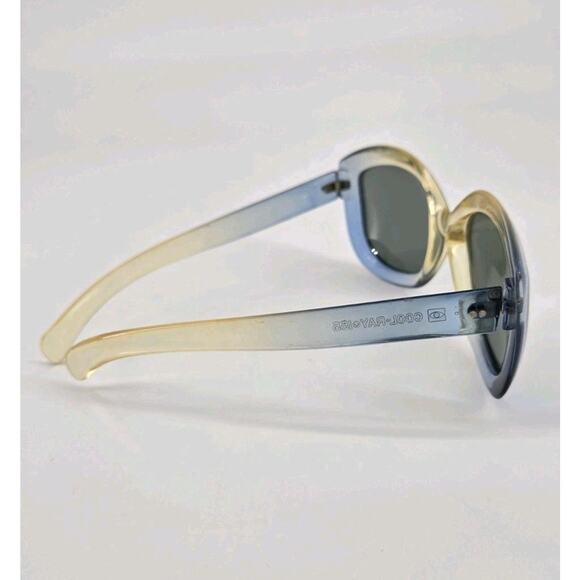 MCM 70s Cool Ray Polaroid 155 Two Tone Blue Yellow Gray Lens Sunglasses Vtg - Picture 7 of 12
